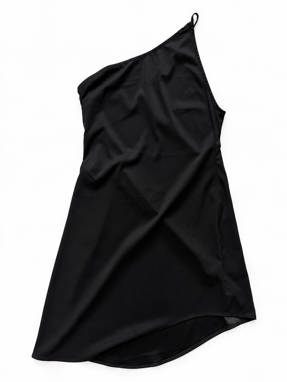 GUIZIO Black One Shoulder Asymmetrical Mini Dress XS